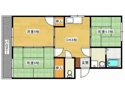 久保ビル(3DK/2階)の間取り写真