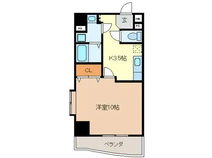 アヴェニール(1K/6階)の間取り写真