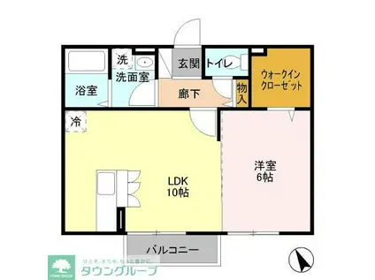 コトー飛地A(1LDK/2階)の間取り写真