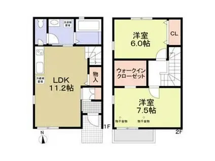 ラ・コート・アキ(2LDK/1階)の間取り写真