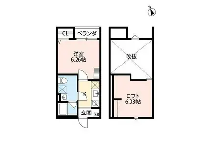 ESPOIRE百舌鳥(1K/2階)の間取り写真