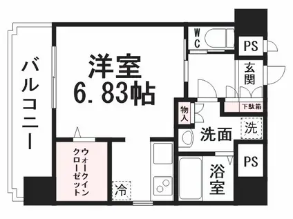 フェリシエ馬借(ワンルーム/4階)の間取り写真