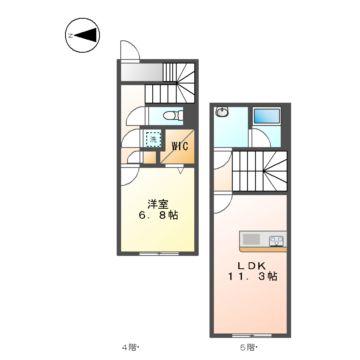 QUADOR NOIE 池下(1LDK/4階)の間取り写真