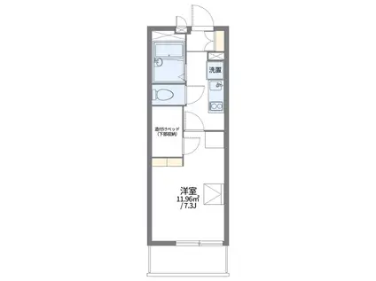 レオパレスEVERGREENII(1K/3階)の間取り写真