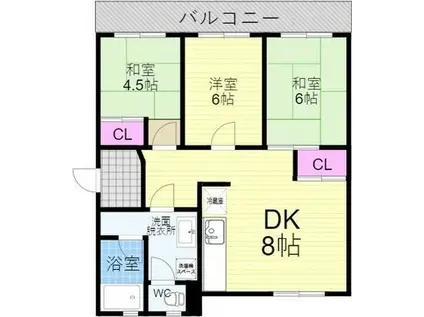 醍醐上ノ山団地 A1棟(3DK/4階)の間取り写真