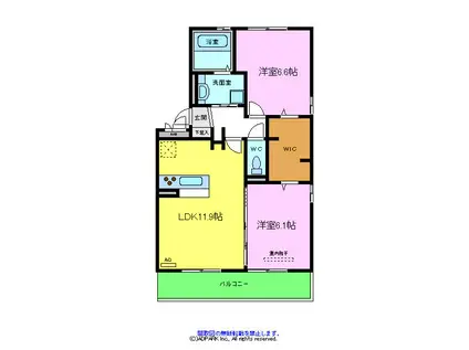 オーヴェスト(2LDK/3階)の間取り写真
