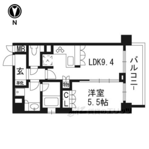 リーガル京都堀川中立売(1LDK/1階)の間取り写真