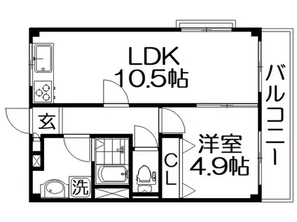 ピュアレイ(1LDK/1階)の間取り写真