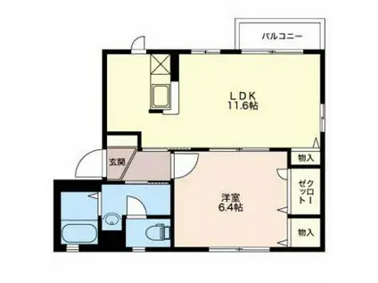 メディオ B(1LDK/1階)の間取り写真