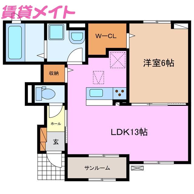 ショー・M(1LDK/1階)の間取り写真