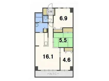 シャローム(3LDK/8階)の間取り写真