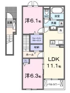 リベルタ71 II(2LDK/2階)の間取り写真
