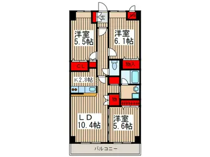 ライフパル市川(3LDK/2階)の間取り写真