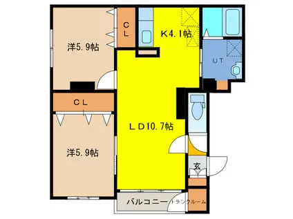 ENTRATA(2LDK/3階)の間取り写真