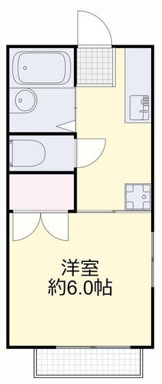 シャトレーII(1K/2階)の間取り写真