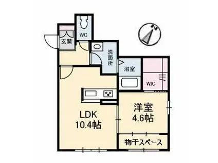 FRIEDEN(1LDK/2階)の間取り写真