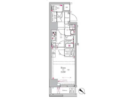 フェルクルール東京スカイテラスII(1K/2階)の間取り写真