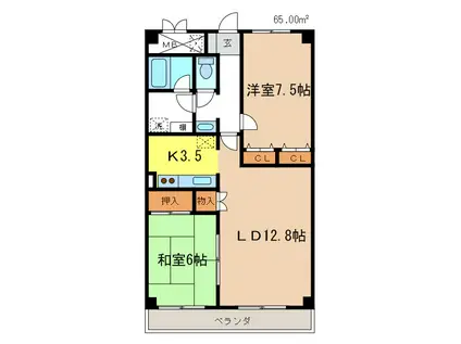 2000ポスト葡萄の里(2LDK/5階)の間取り写真