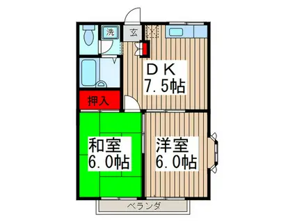 エステ-トピアシバサキ(2DK/2階)の間取り写真