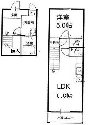 ツイン フォレスト住之江I番館(1LDK/2階)の間取り写真