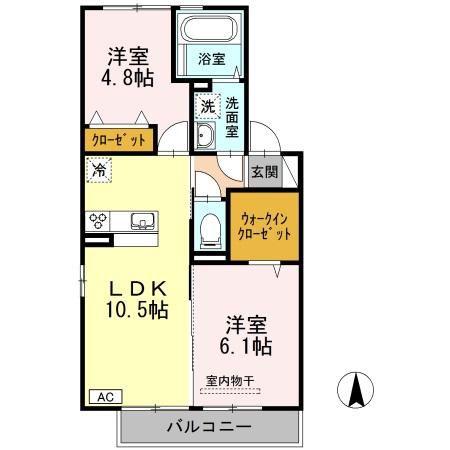 メゾン シュシュ(2LDK/2階)の間取り写真
