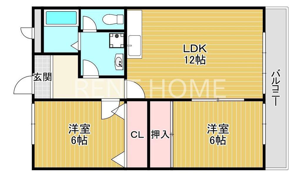 ボナールシャトー(2LDK/6階)の間取り写真