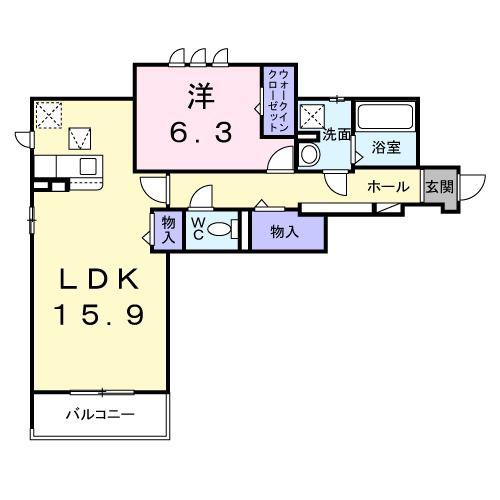 CASA VISTA(1LDK/1階)の間取り写真