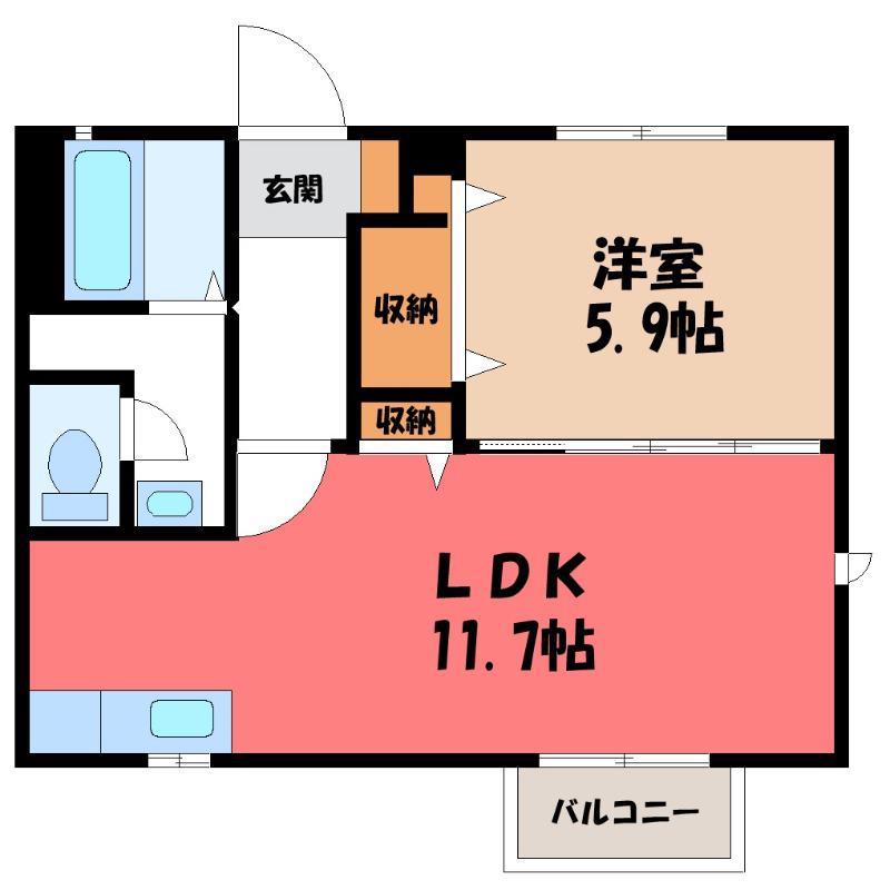 プランドール A(1LDK/2階)の間取り写真