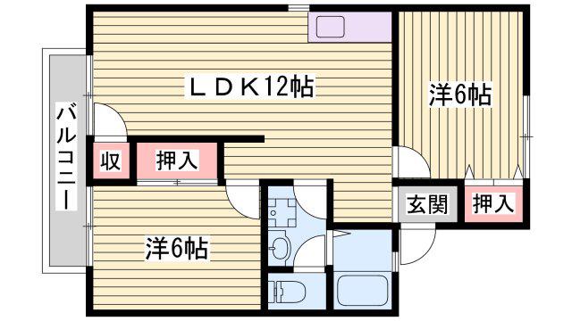 ユートピアSK B(2LDK/1階)の間取り写真