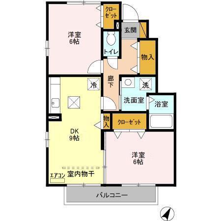 ガーデンコートC(2DK/1階)の間取り写真