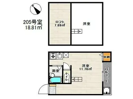 コレソン箱崎(ワンルーム/2階)の間取り写真