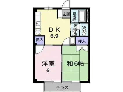 ニューシティ大坪(2DK/1階)の間取り写真