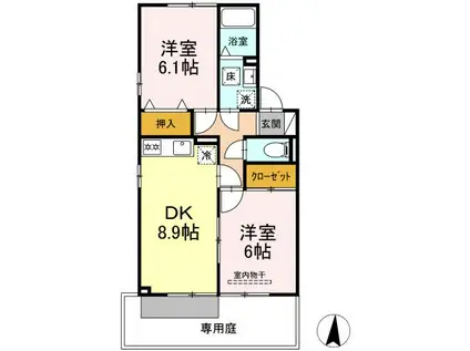 リヴェール(2DK/1階)の間取り写真