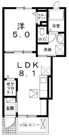 ジャイオス(1LDK/1階)の間取り写真