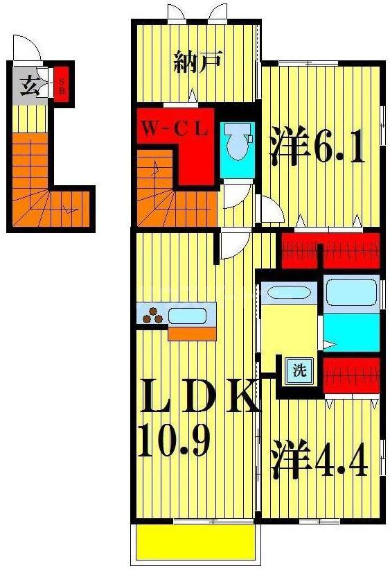 ブリアールI(2LDK/2階)の間取り写真