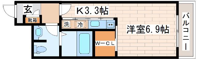 シャーメゾンMV‐II(1K/4階)の間取り写真