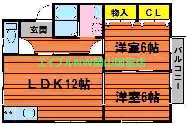 メゾン浅越2(2LDK/2階)の間取り写真