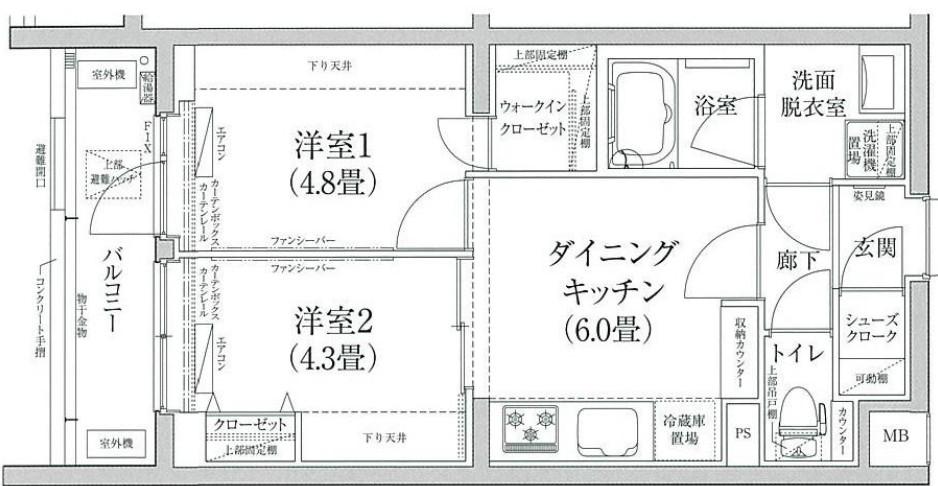 ルフレ世田谷ノール(2DK/1階)の間取り写真
