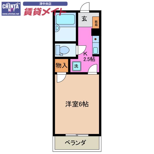 ビューハイツ桜田(1K/4階)の間取り写真