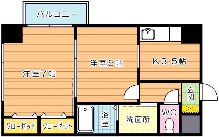 ヒット馬借テラス(2K/4階)の間取り写真