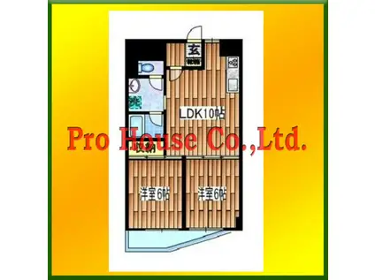 けやき坂マンション(2LDK/1階)の間取り写真