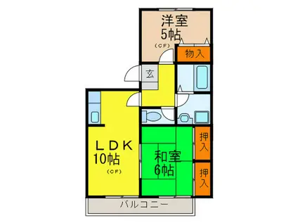 桜町マンション(2LDK/3階)の間取り写真