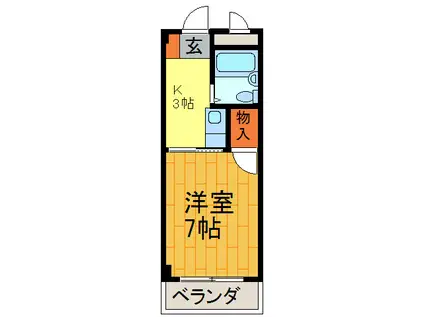 大宝菱屋西ロイヤルハイツ(1K/3階)の間取り写真