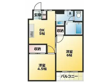 第三田嶋ビル(2DK/4階)の間取り写真