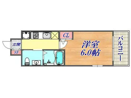 エステムプラザ神戸西Ⅳインフィニティ(1K/7階)の間取り写真