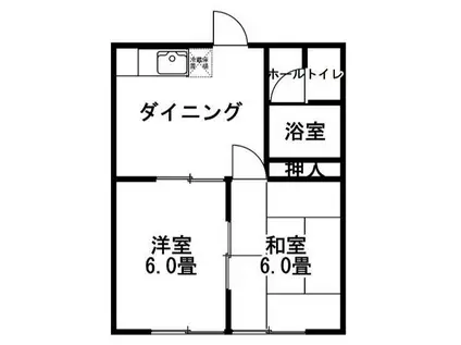 エステートピアKKハイム(2DK/1階)の間取り写真