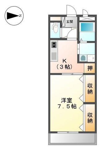 ヴァン ヴェール(1K/1階)の間取り写真