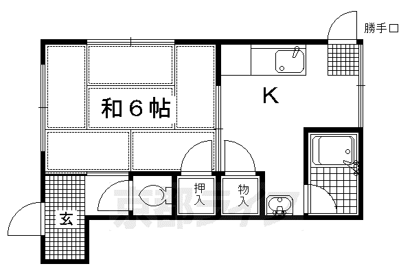 伊勢川ハイツ(1K/1階)の間取り写真