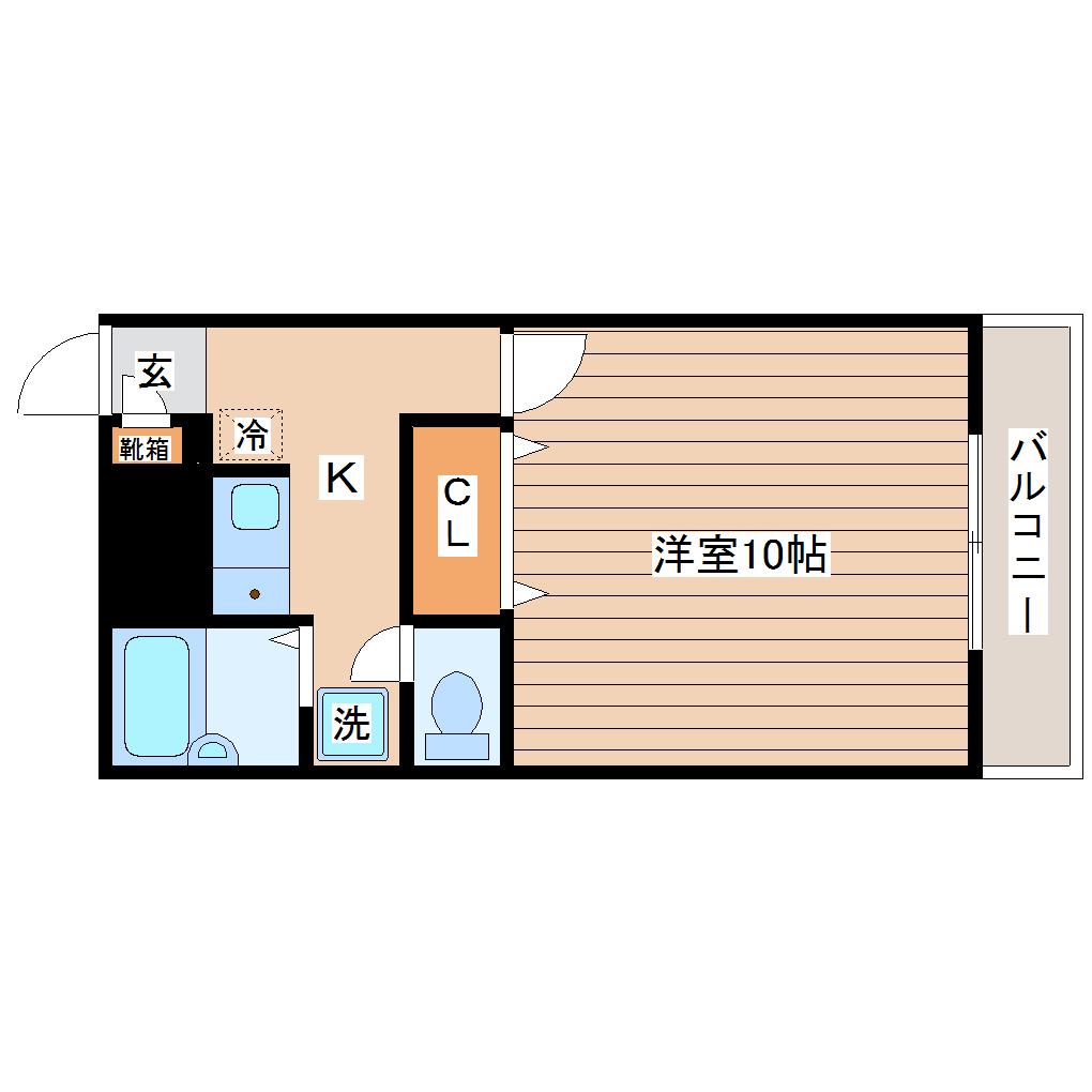 アムールシャルムKII(1K/2階)の間取り写真