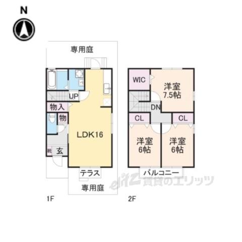 樋口タウンハウスA棟(3LDK/1階)の間取り写真